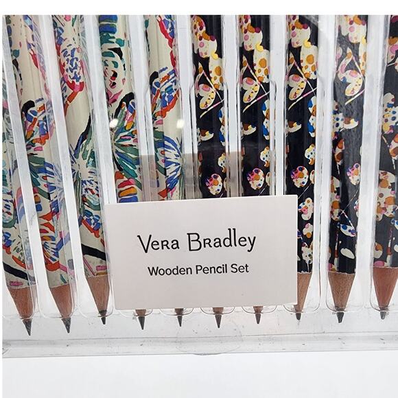 NEW Vera Bradley VB Assorted Wooden Writing Pencil Set of 10 White Black Design - Picture 3 of 5